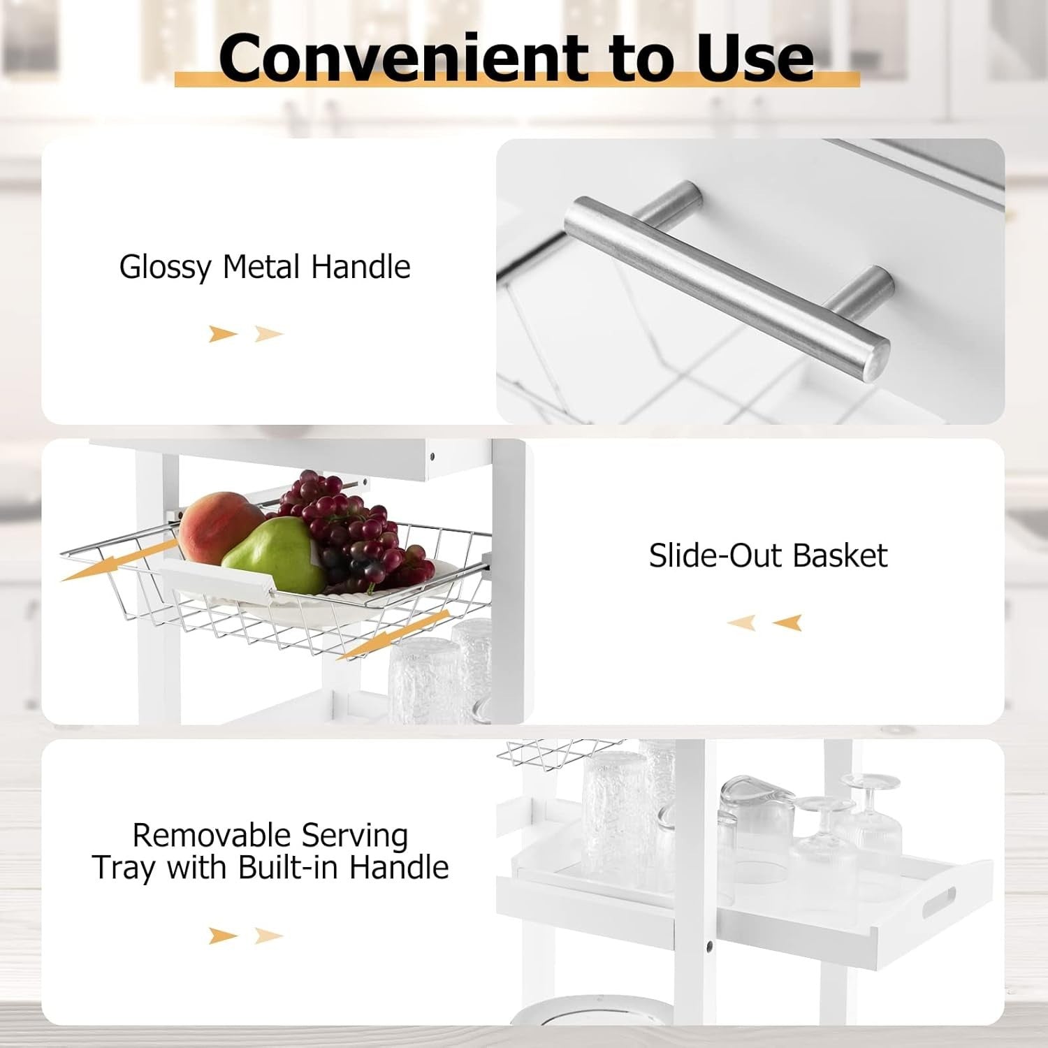 White 4 Tier Rolling Trolley Cart Drawer Basket Tray