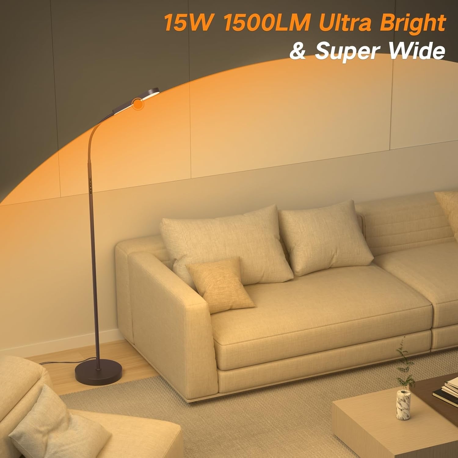LED Floor Lamp Dimmable Gooseneck Reading Light Remote Touch Control