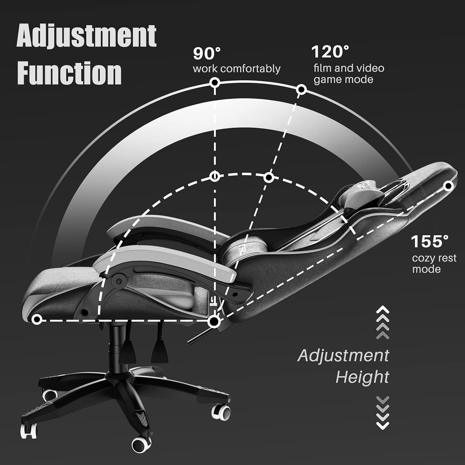 Ergonomic Gaming Chair PU Leather w/ Lumbar Headrest
