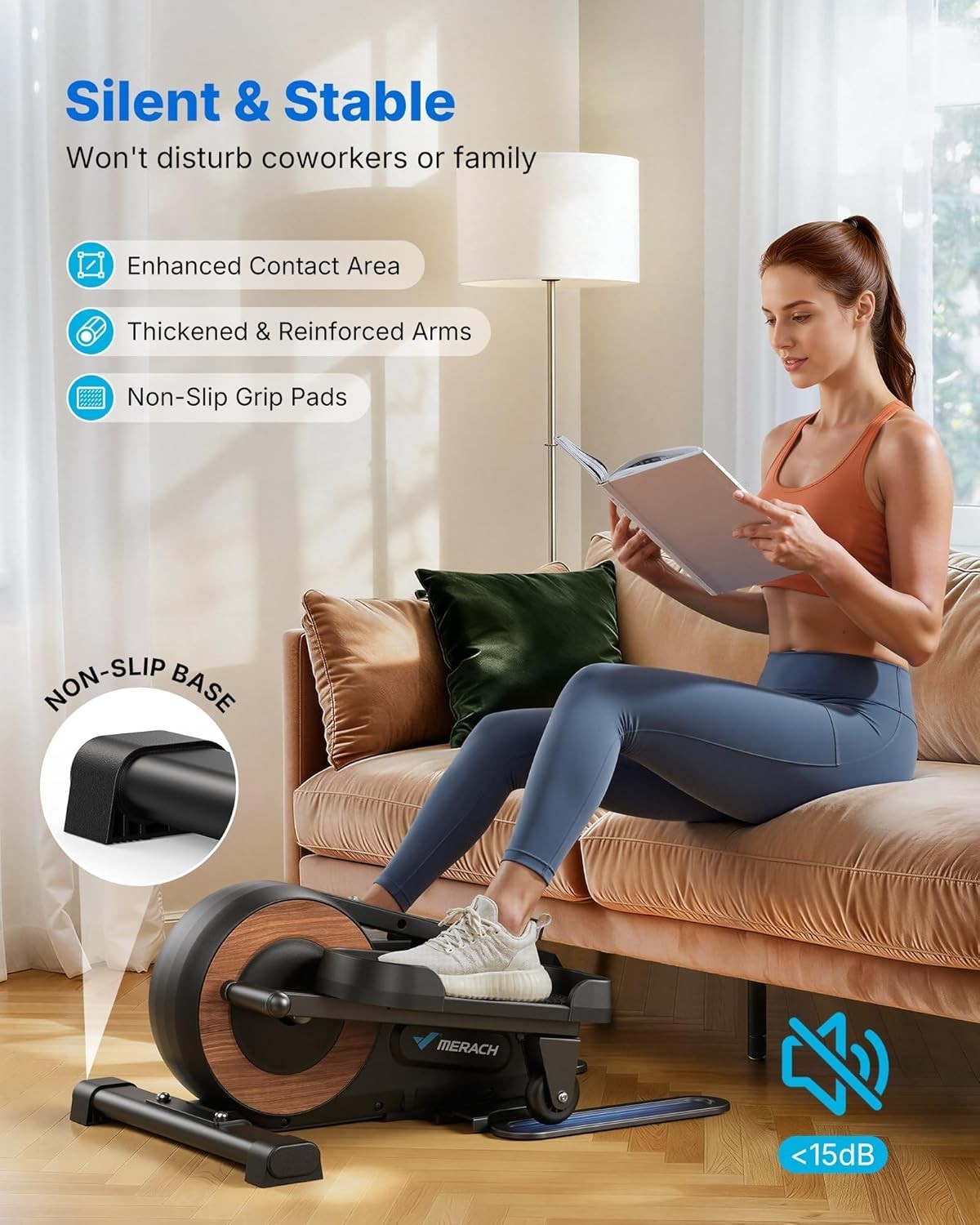 Under Desk Electric Mini Elliptical Quiet Seated Pedal Exerciser Portable