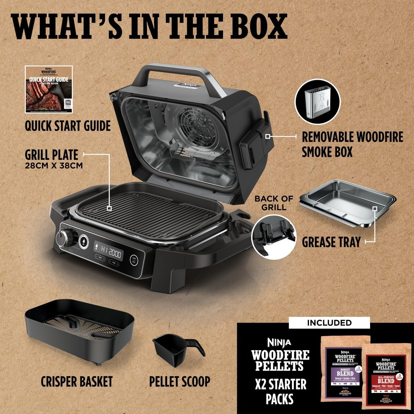 7-in-1 Electric BBQ Grill & Smoker with Air Fryer, Dehydrator & Bake Functions