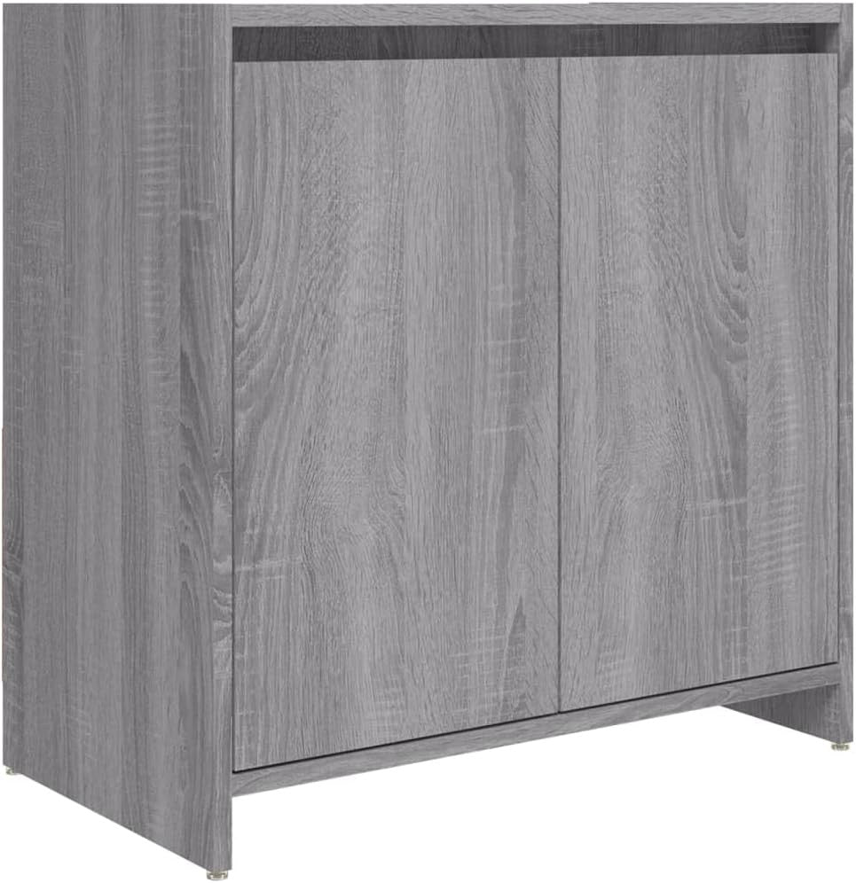 Grey Oak Bathroom Sink Cabinet – 2 Door Under Sink Storage Unit 60x61cm