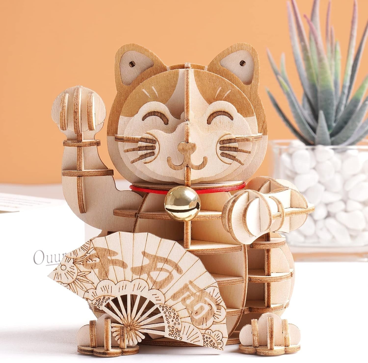 3D Wooden Cat Puzzle DIY Kit, 72 Pieces, Retro Craft Model, Easy Assembly