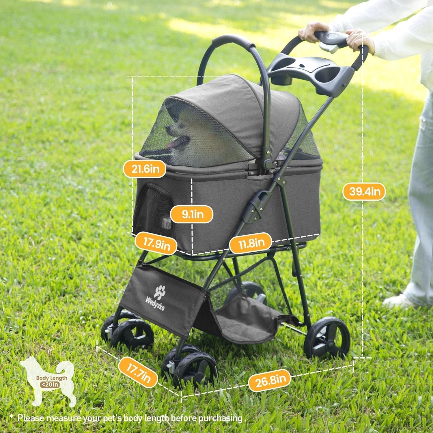 2 in 1 Pet Dog Stroller Removable Carrier 4 Wheel Folding Travel