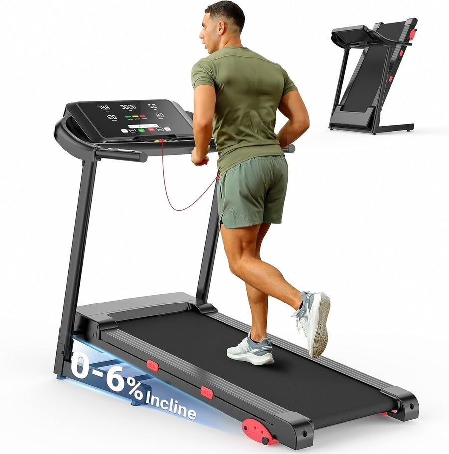 Foldable Incline Treadmill 3HP Motor 300LBS Shock Absorbing 15 Programs