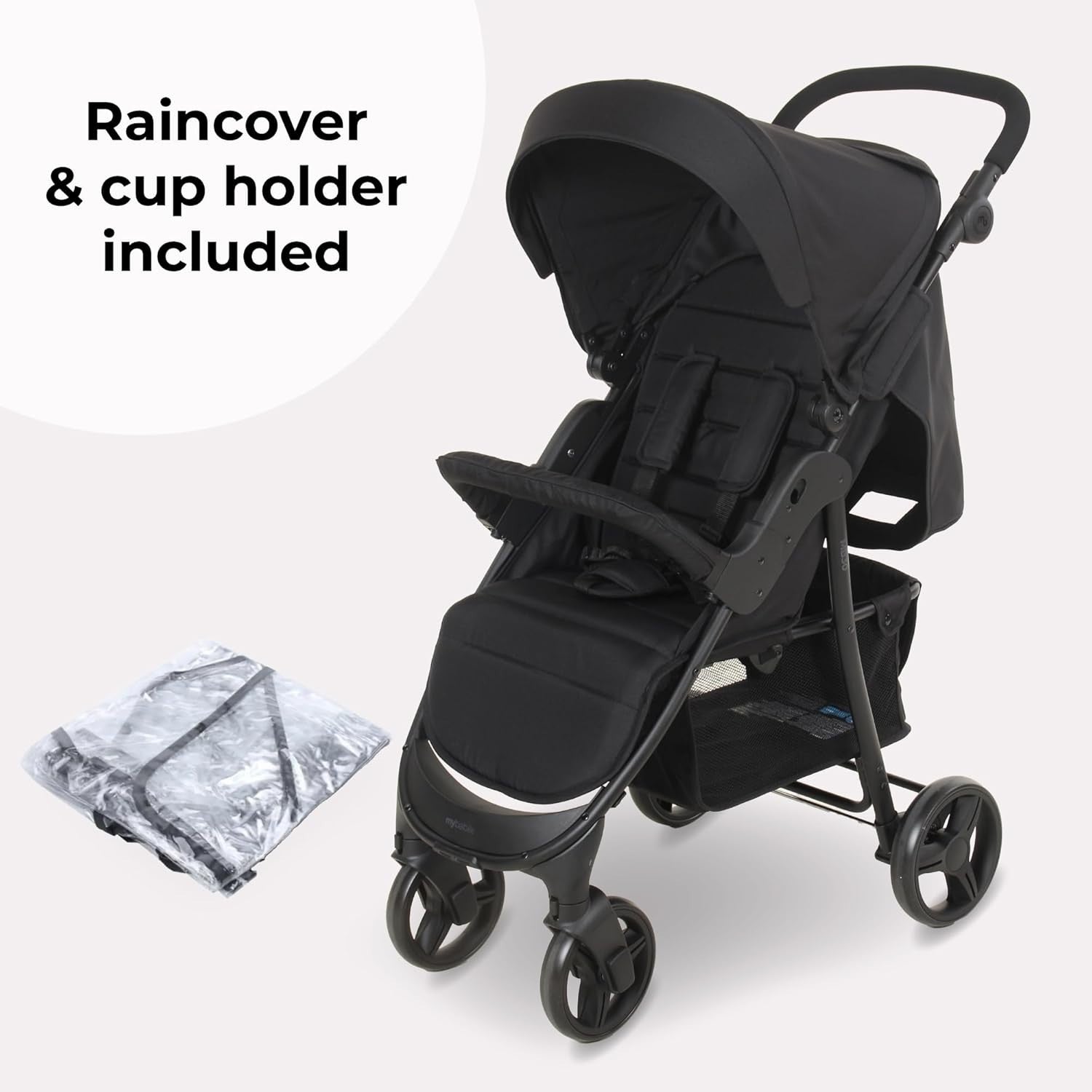 Compact Baby Pushchair Easy Fold Stroller from Birth to 4 Years 22kg Black