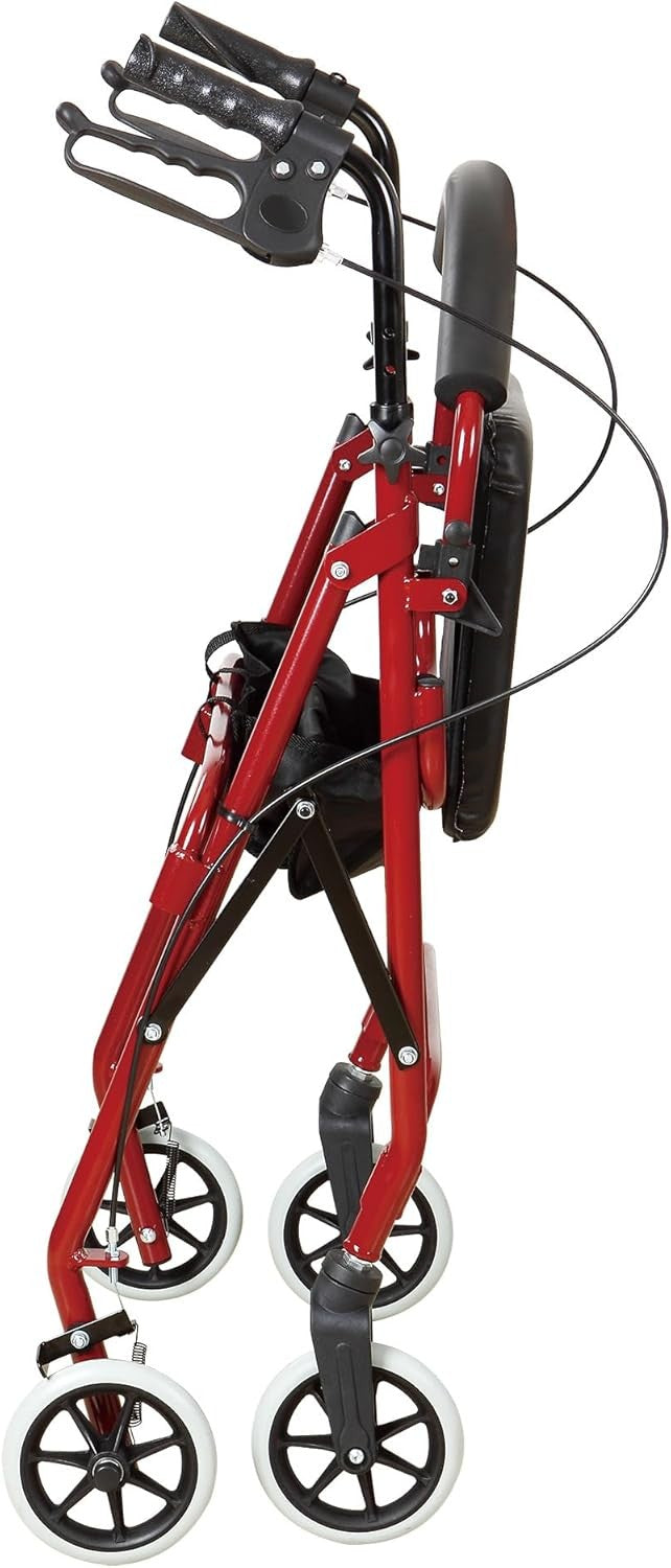 4 Wheel Rollator Walker with Seat Folding Lightweight Mobility Aid Basket
