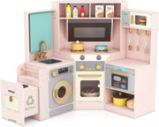 Corner Kids Play Kitchen Lights Sounds Washer Pink Chef Toy