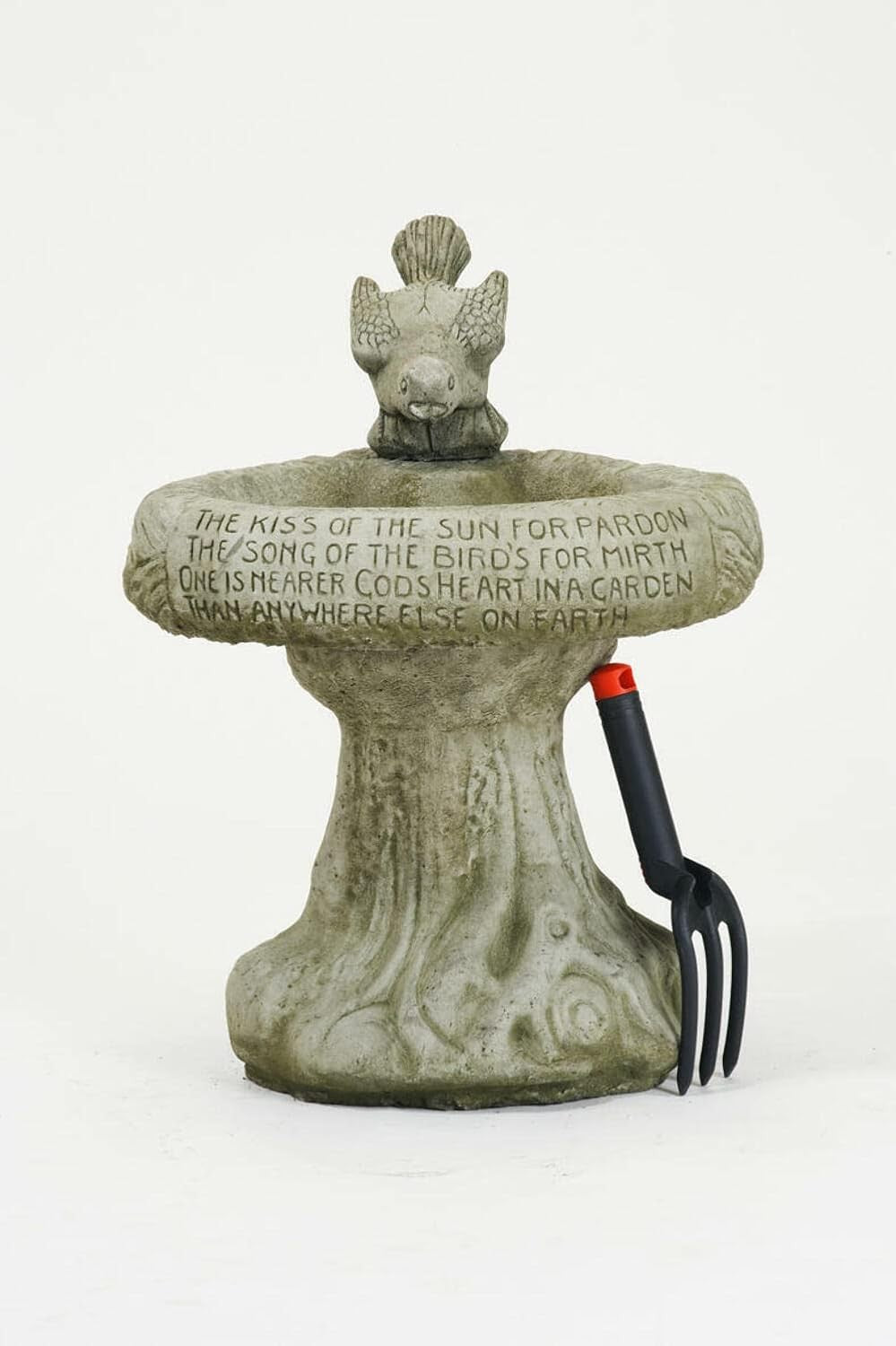 Stone Bird Bath with Poem | Outdoor Garden Feeder Statue 31kg Sculpture