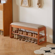 Extra-Large 100cm Cherry Wood Shoe Storage Bench with Flip-Top & Cushion Seat