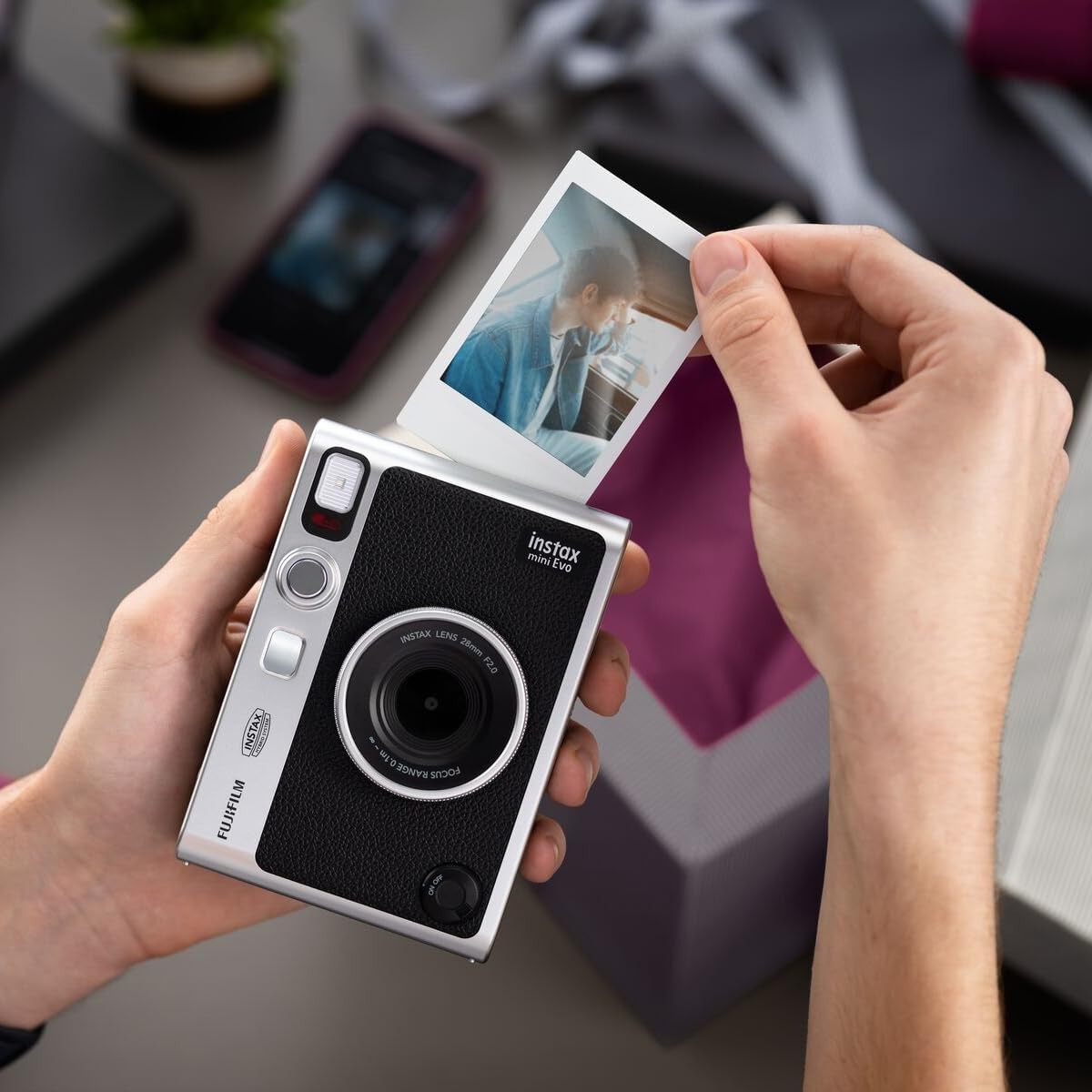 Instant Camera Printer Bluetooth LCD Screen 100 Effects Black Mini