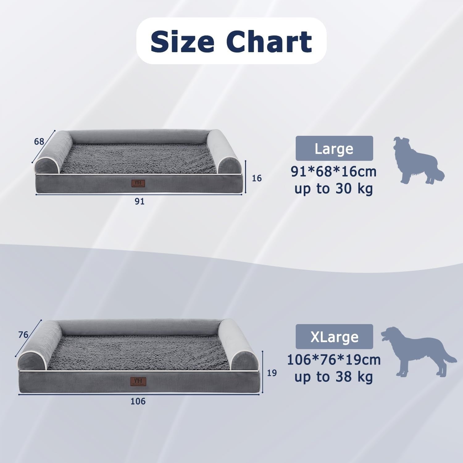 Large Orthopedic Dog Bed 91x68cm U-Shape Dark Grey