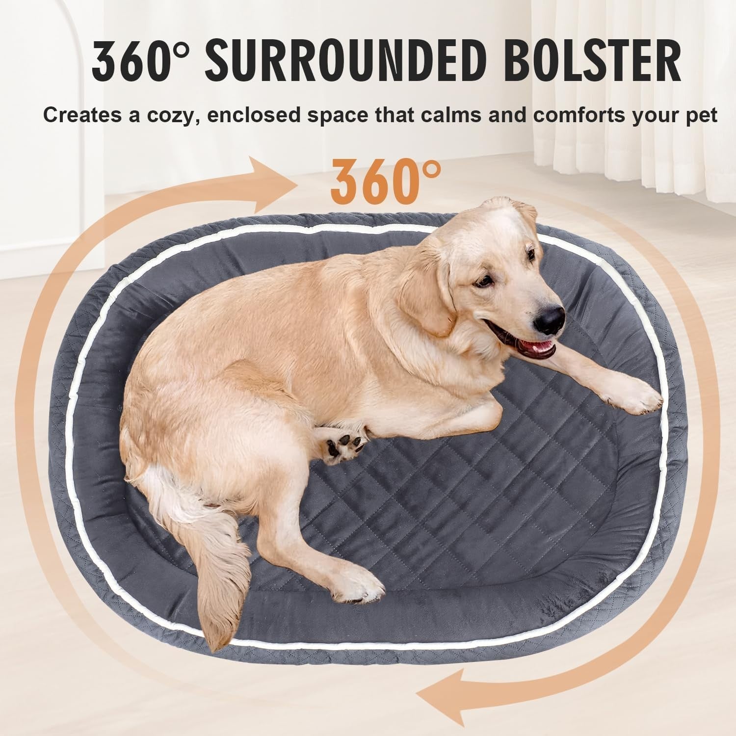 Gray Orthopedic Dog Bed 90x70cm Washable Sofa