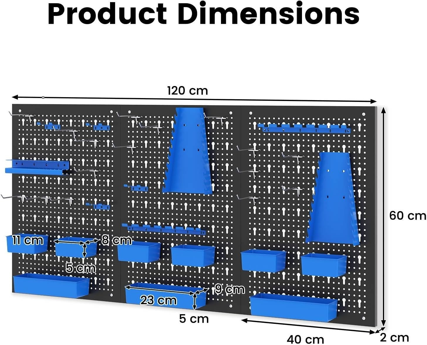 Blue Expandable Metal Pegboard Tool Organizer 3 Boards 34 Accessories