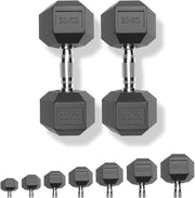 60kg Dumbbell Pair 2x30kg Rubber Hex Weights Commercial Home Gym