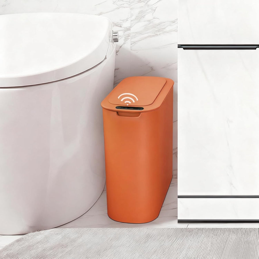 Automatic Touchless Bathroom Bin 2.6 Gallon Slim Motion Sensor Orange