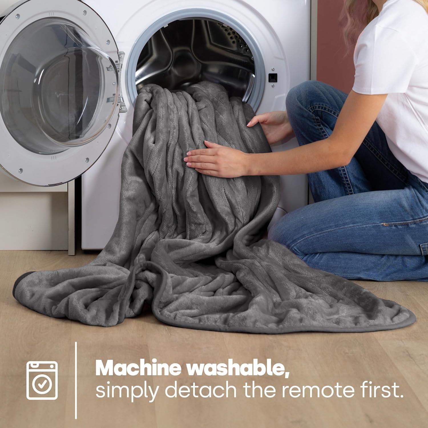 Electric Heated Throw Blanket 9 Heat Settings Soft Fleece 160x130cm