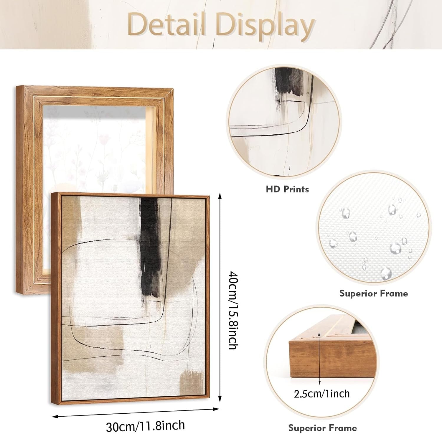 Abstract Yellow Grey Canvas Wall Art Set 3 Framed 30x40cm