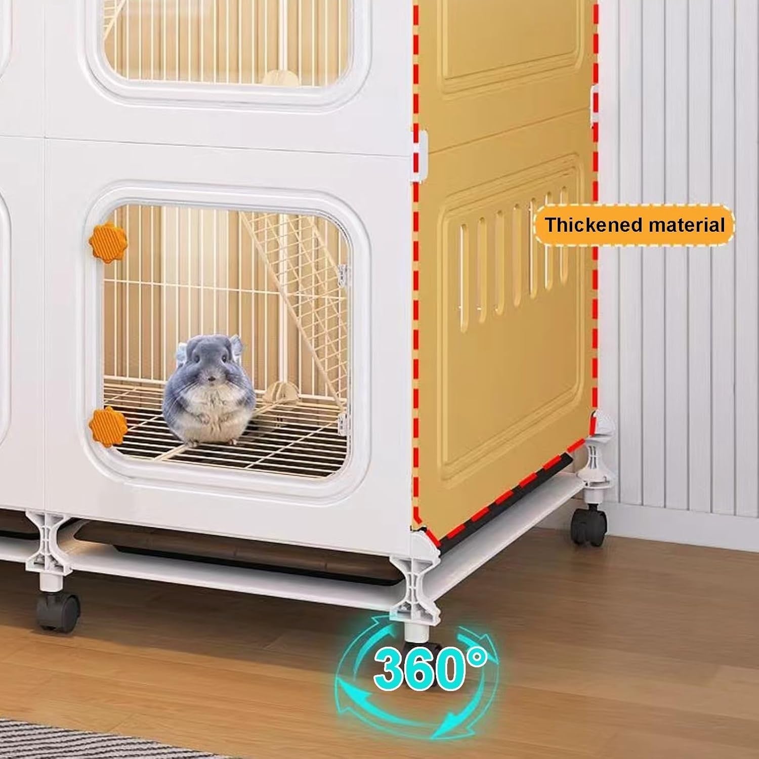 Closed Rabbit Cage Indoor with Wheels Pull Out Tray Clear Panels Large