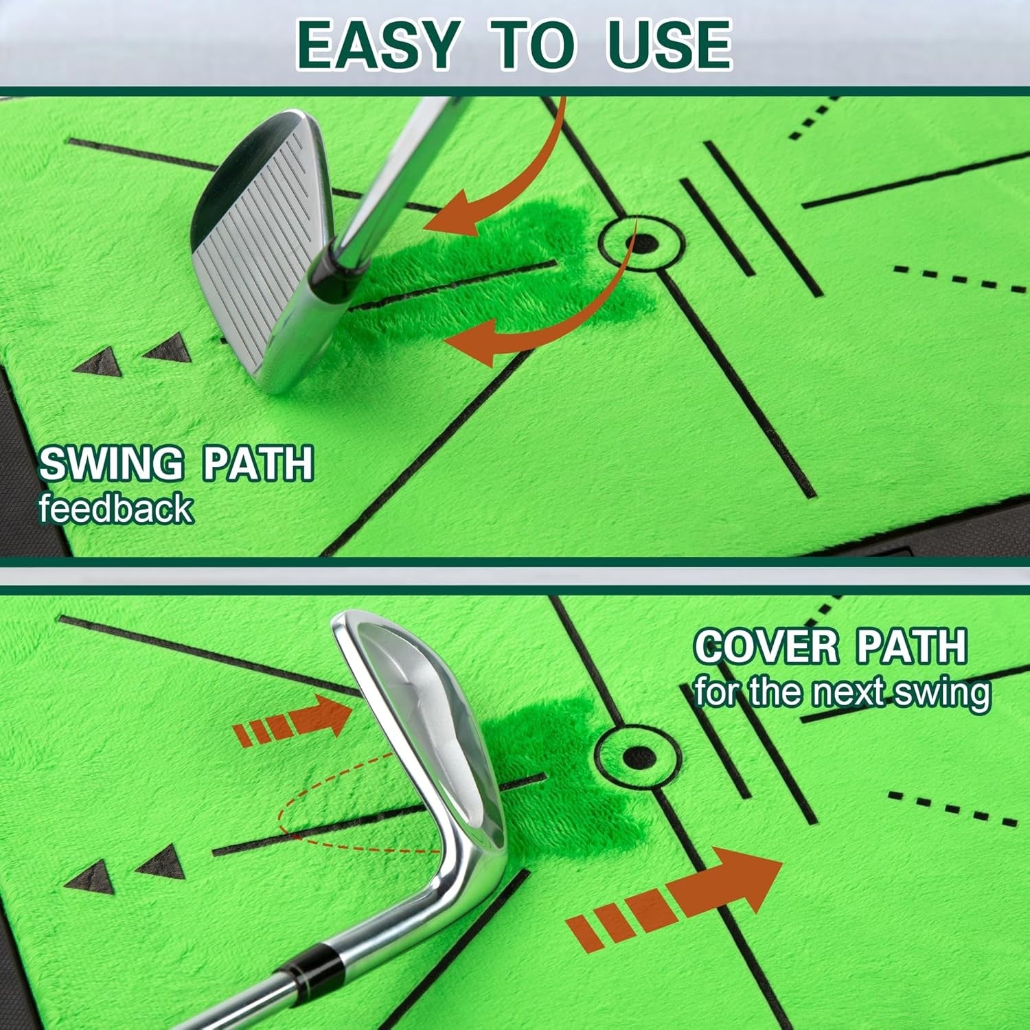 Golf Training Mat Swing Path Practice Mat with Impact Feedback