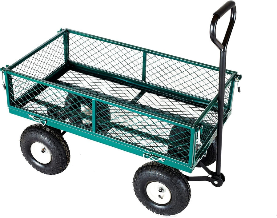 Heavy Duty Metal Garden Cart 320kg Festival Hand Truck Wagon Trolley 4 Wheels