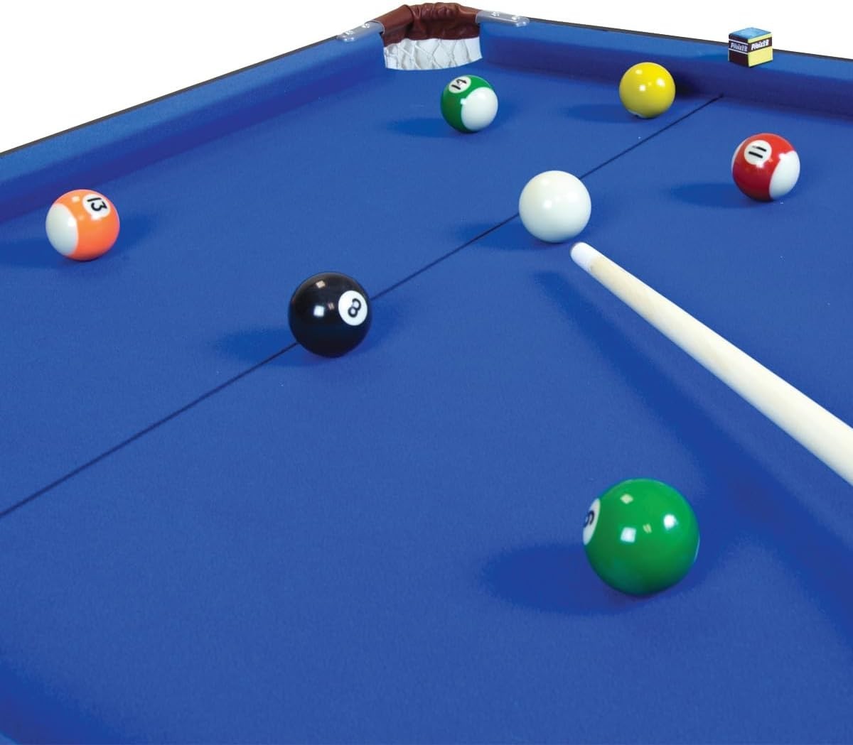 4FT 6in Folding American Pool Table Blue w Balls 2 Cues Scoreboard