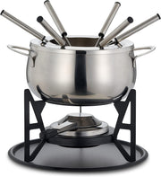 Stainless Steel Fondue Set Cheese Chocolate Pot 6 Fork Silver
