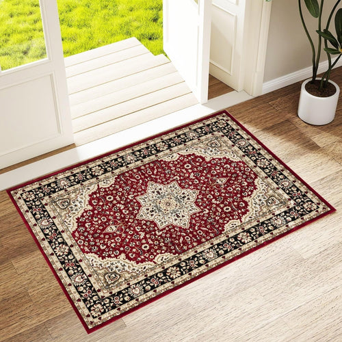 Red Vintage Door Mat 60x110cm Soft Non Slip Low Pile Indoor Hallway Rug