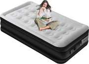 Single Air Mattress Inflatable Bed with Built-In Pump – Fast Inflate, Portable