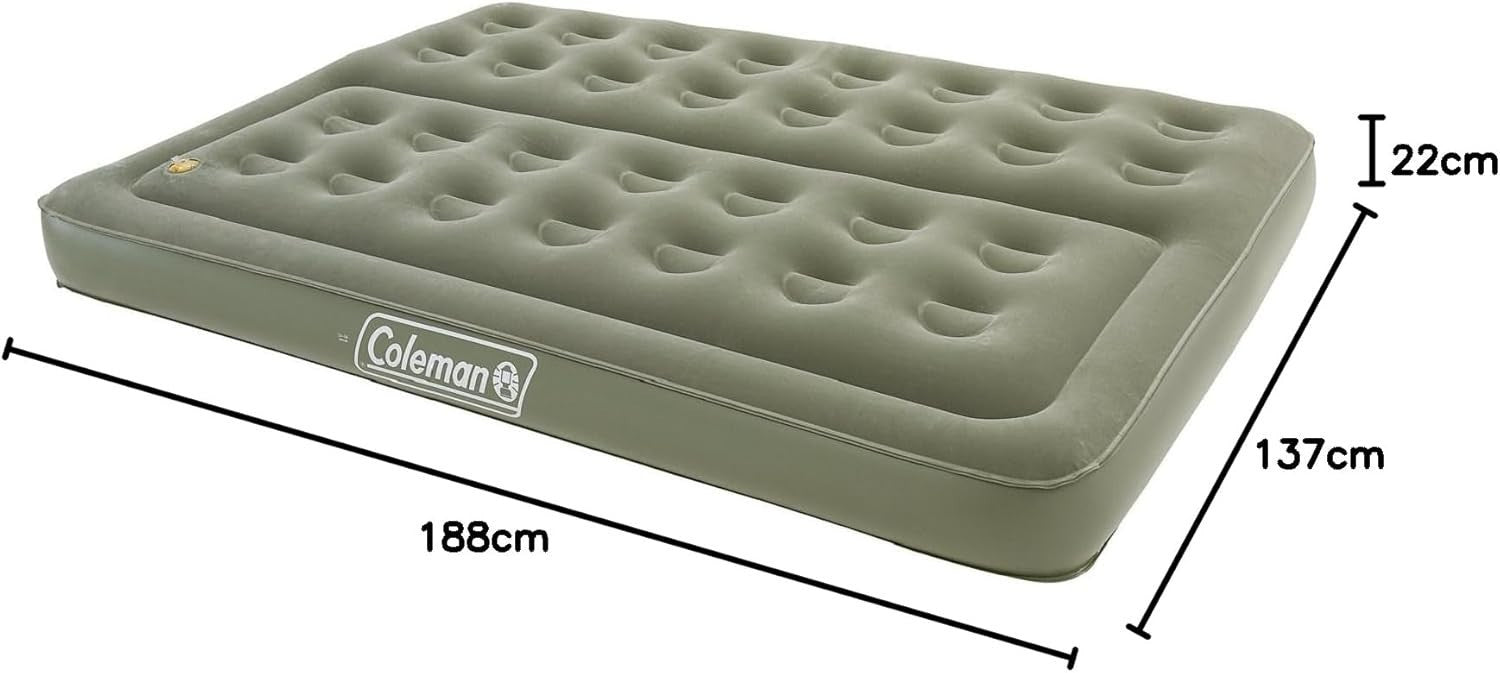 Double Inflatable Air Bed Green Flocked Camping Mattress 12V Electric Pump