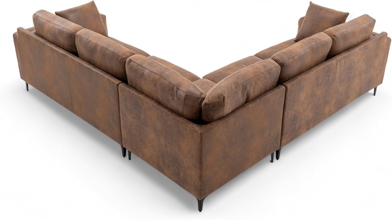 Modern Tan Brown 5-Seater L Shaped Corner Sofa with Removable Cushions