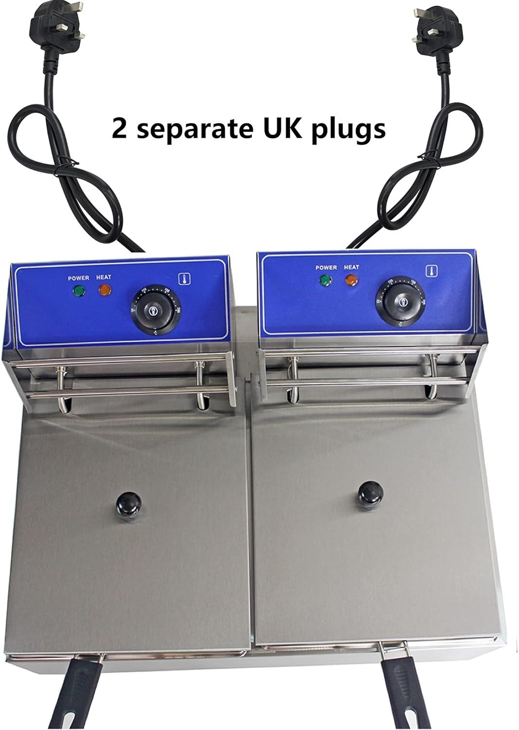 20L Double Deep Fat Fryer 5000W Commercial Stainless Steel Countertop