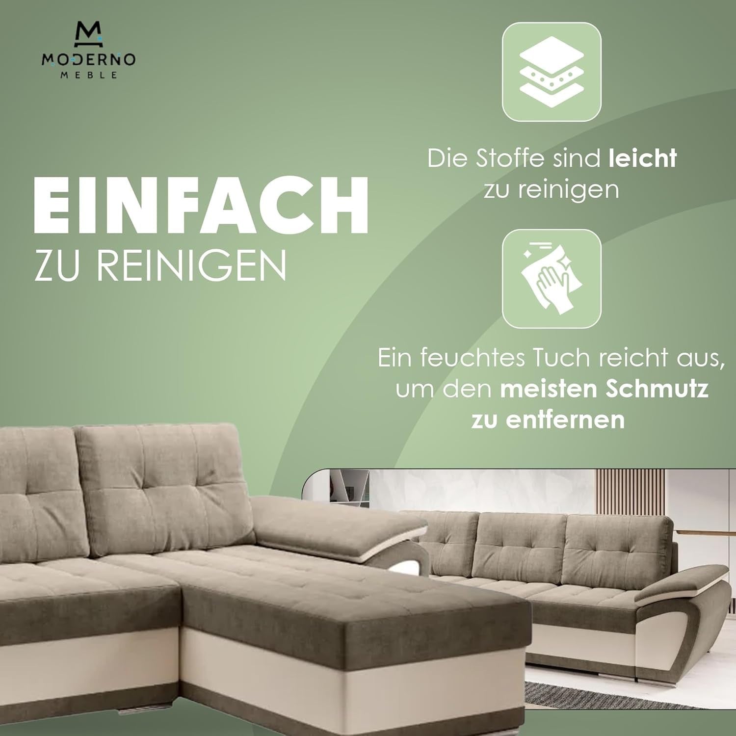 L Shape Corner Sofa Bed with Storage, Modern Convertible Sleeper, Turquoise