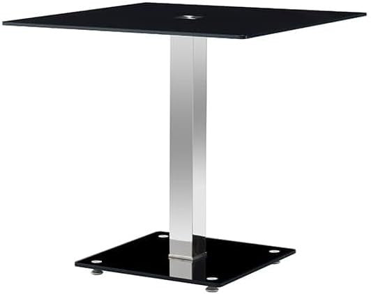 Square Glass Dining Table 80x76cm Black Tempered Modern Bistro