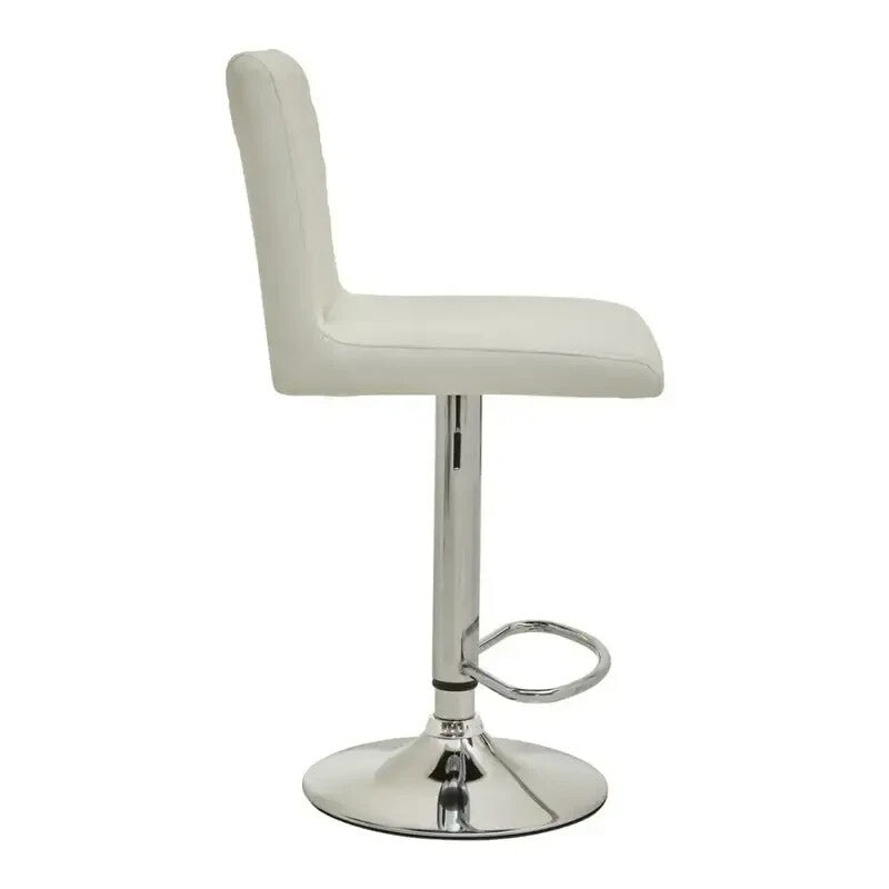 White Chrome Bar Stool Swivel Adjustable PU Leather Kitchen Island Chair