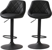 Adjustable Modern PU Leather Bar Stools with Footrest & Swivel – Black