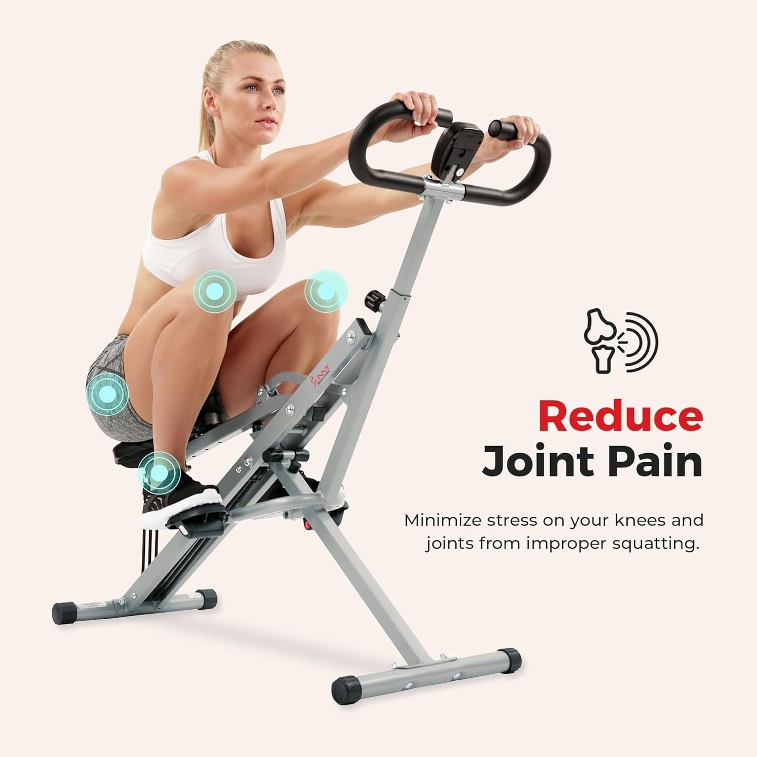 Row-N-Ride Squat Assist Trainer Foldable Home Leg Glute Workout Machine LCD