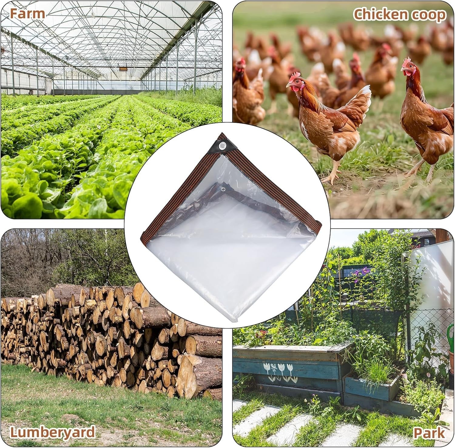 2PCS 4x2M Clear Chicken Coop Cover Waterproof PVC Tarp