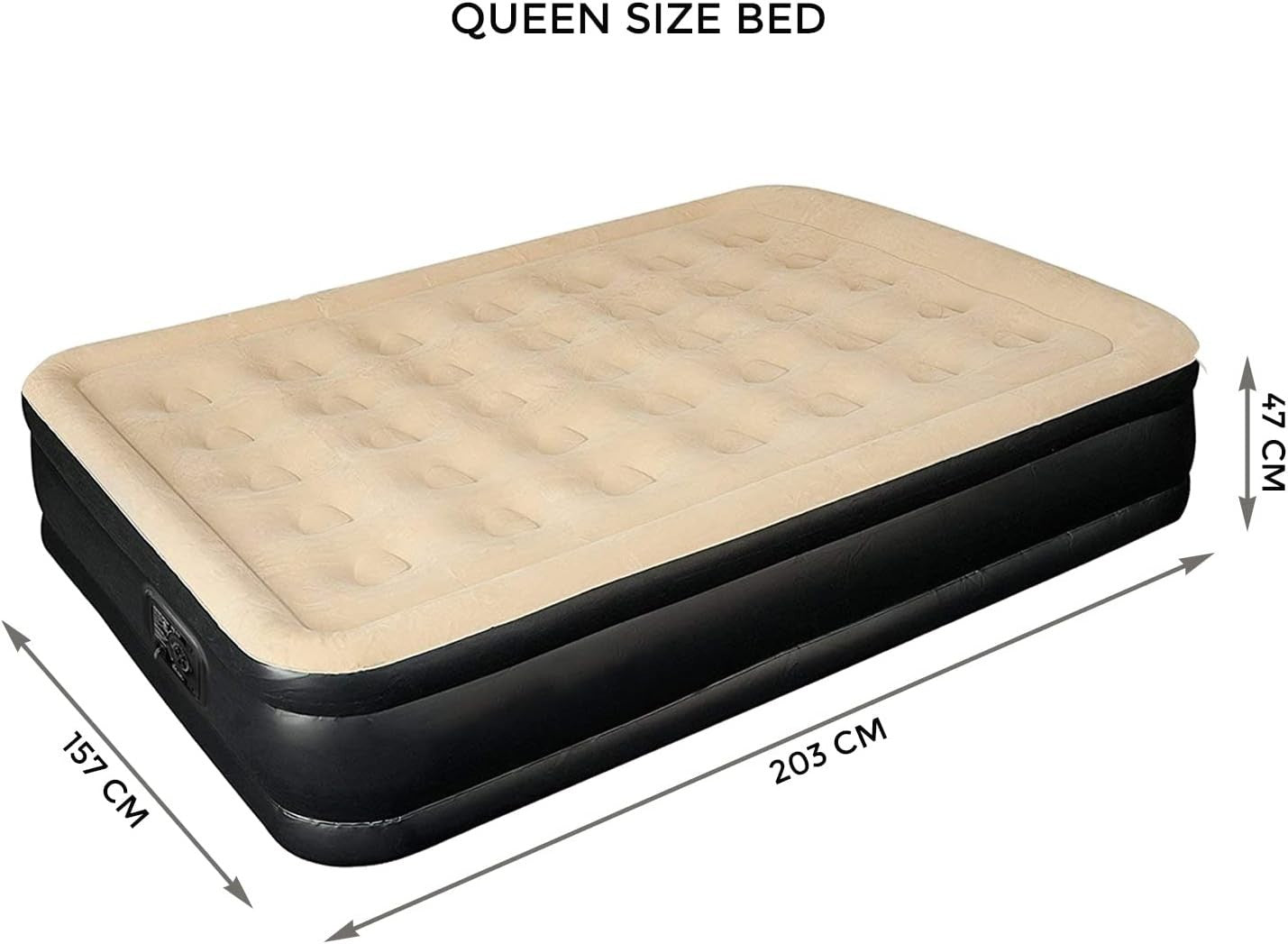Queen Size Inflatable Air Mattress – Built-In Pump, 3 Min Quick Inflation