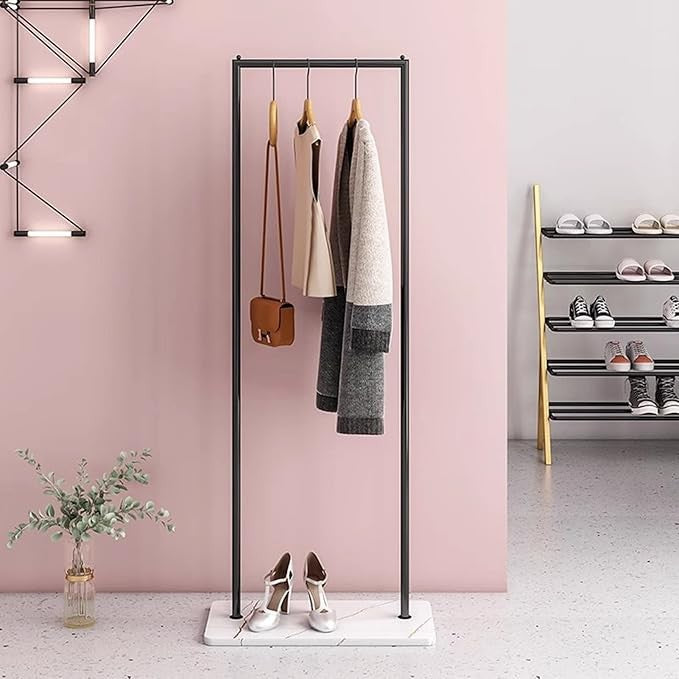Nordic Modern Marble Base Coat Rack Clothes Rail Space-Saving Organizer Stand