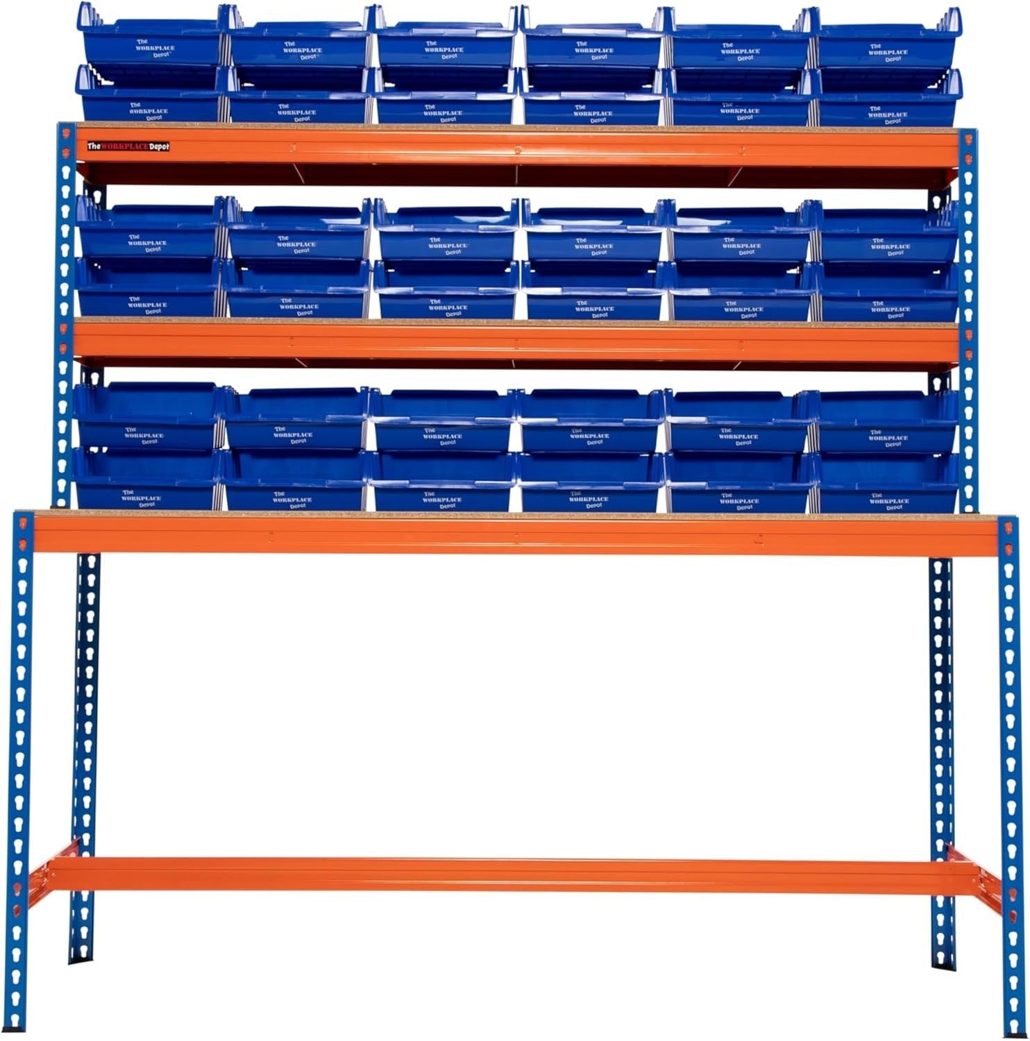 Heavy Duty Industrial Workbench with 40 Storage Bins 400kg UDL Steel Workstation