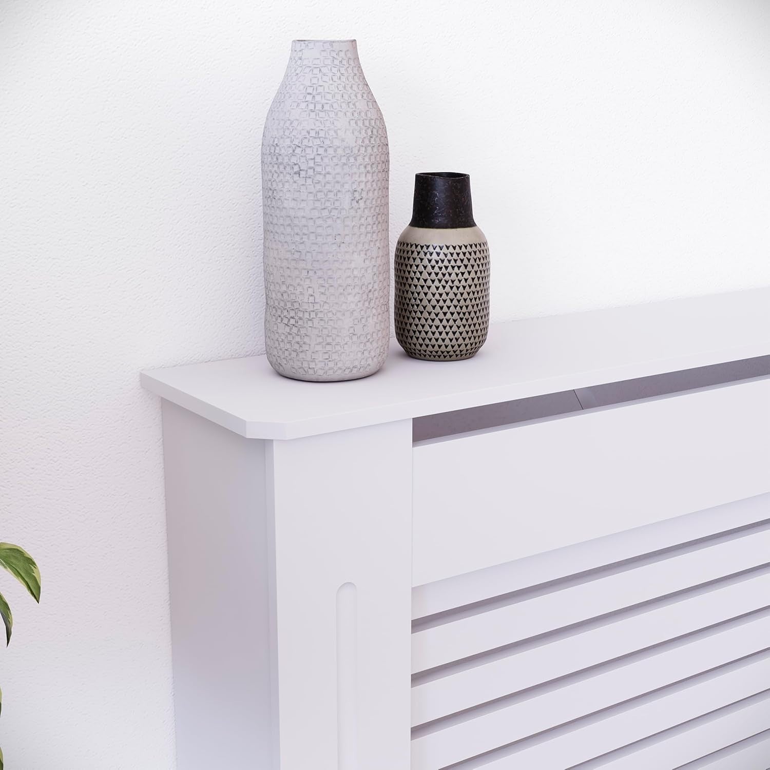 Large White Radiator Cover 152cm Modern MDF Heating Cabinet with Shelf
