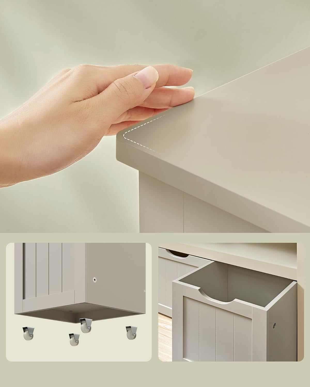 Kids Toy Storage Cabinet with Wheels 3 Drawer Organiser Sand Beige 102x30x60cm