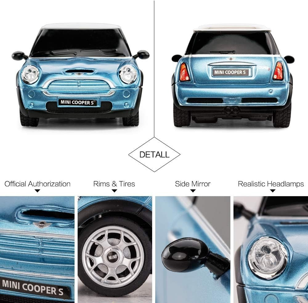 Mini Cooper S 1:24 RC Car Blue, Remote Control Toy for Kids & Adults