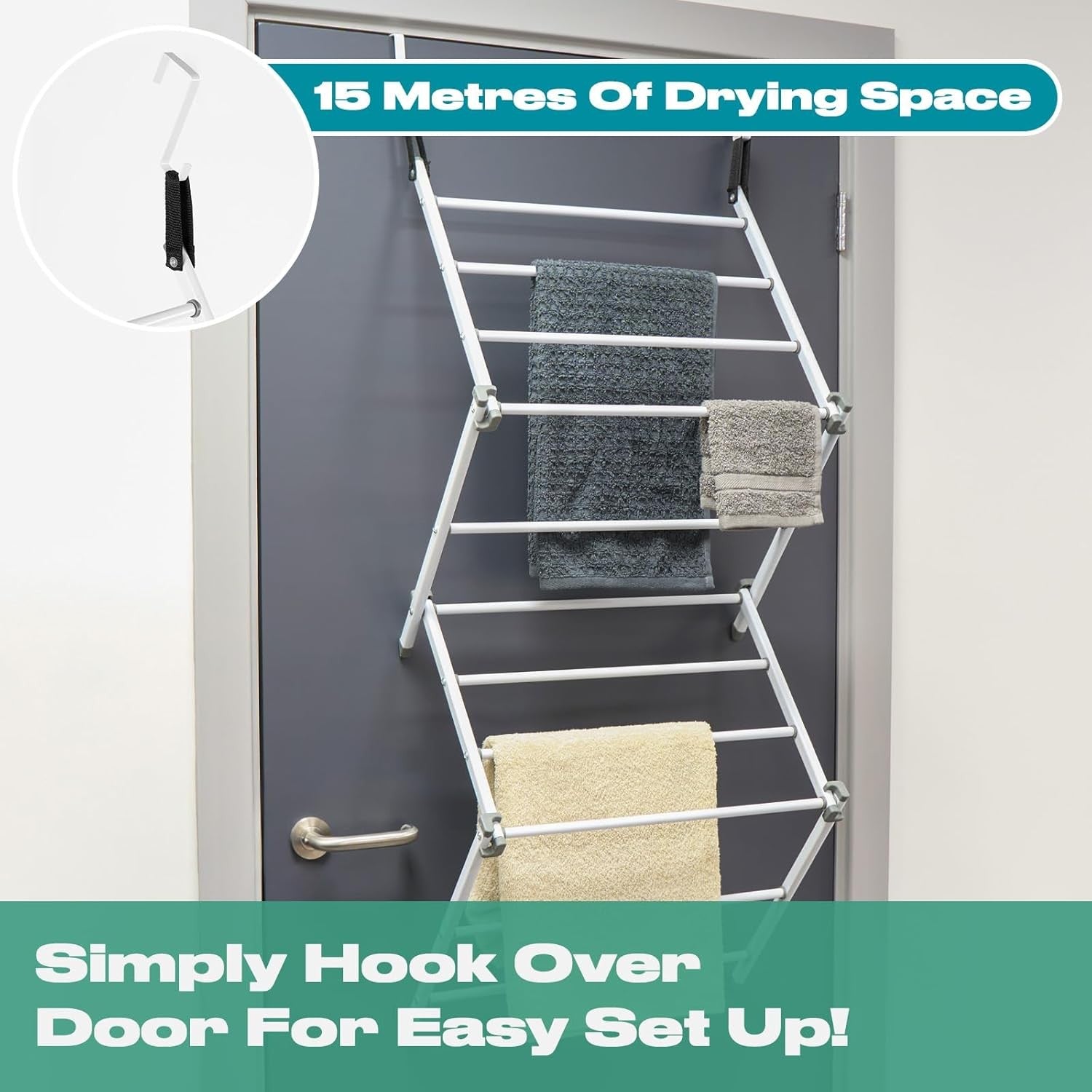Over Door Clothes Airer Folding Drying Rack 5m Space Saving Indoor Laundry