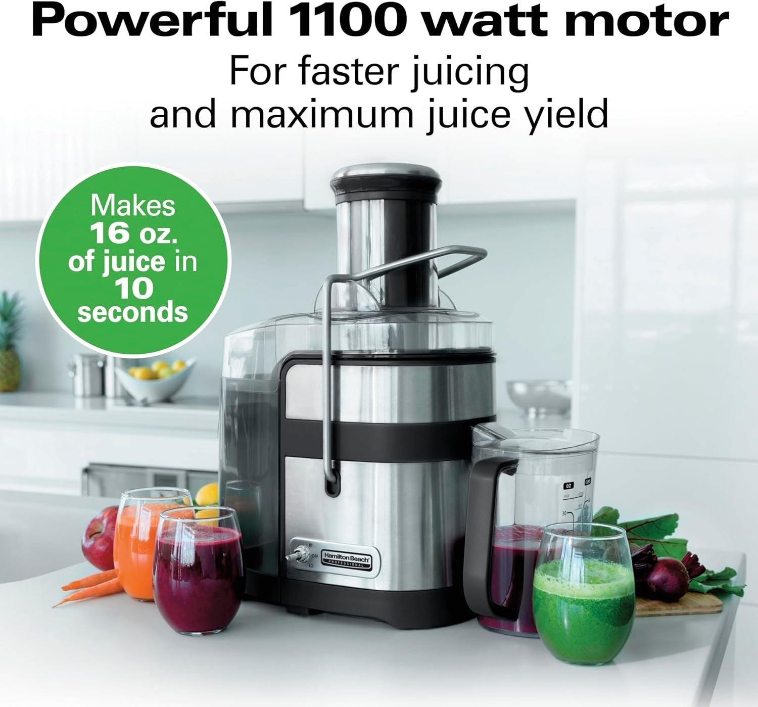 Professional Juicer Machine 1100W 3.5in Wide Chute Fast Easy Clean