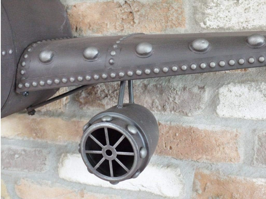 Vintage Metal Aeroplane Wall Clock Retro Design Silent Battery Operated