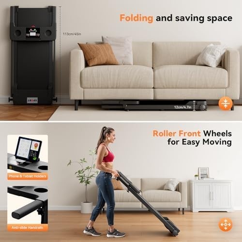 Foldable Walking Treadmill 2HP LED Display Home Office Jogging Pad