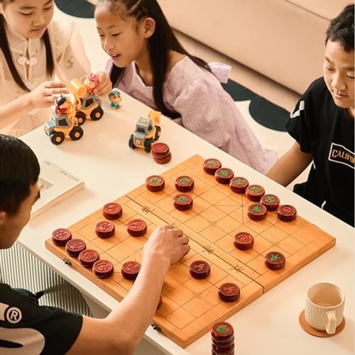 Red Sandalwood Xiangqi Chinese Chess Set Foldable Bamboo Board