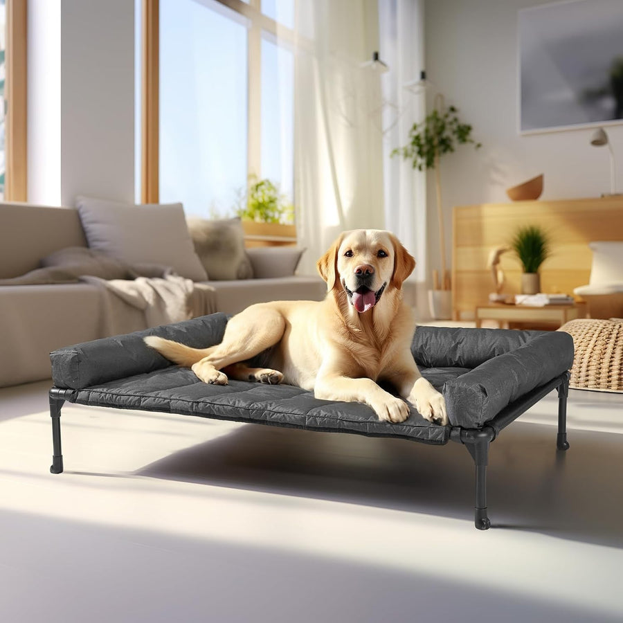 Large Elevated Dog Bed 107x76cm Cooling Mesh Washable
